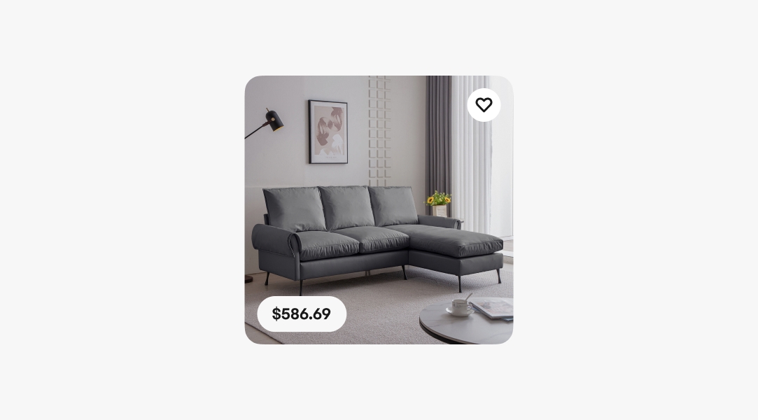 An item tile with a price pill in the lower left corner.