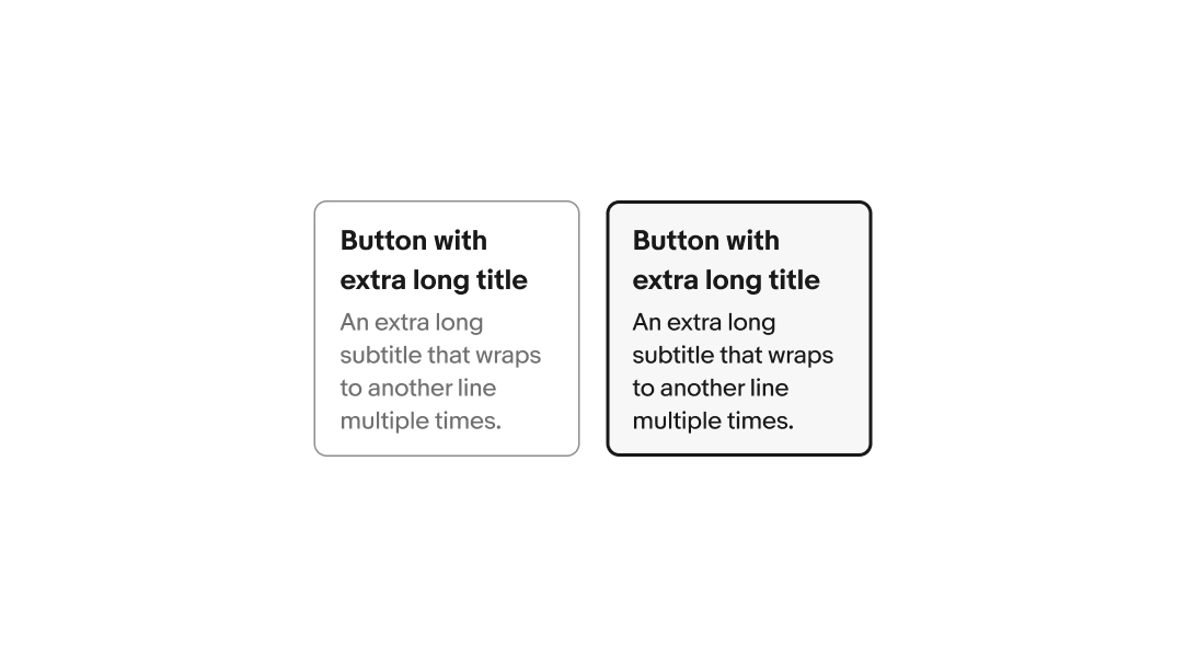 Toggle buttons with titles and subtitles that wrap to multiple lines.