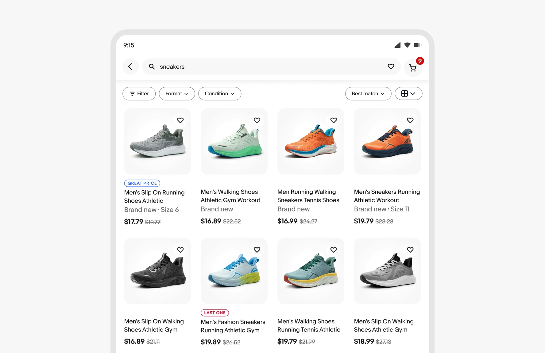 A medium-sized search results page with signals in the 1st tile in the top row and 2nd tile on the bottom row.