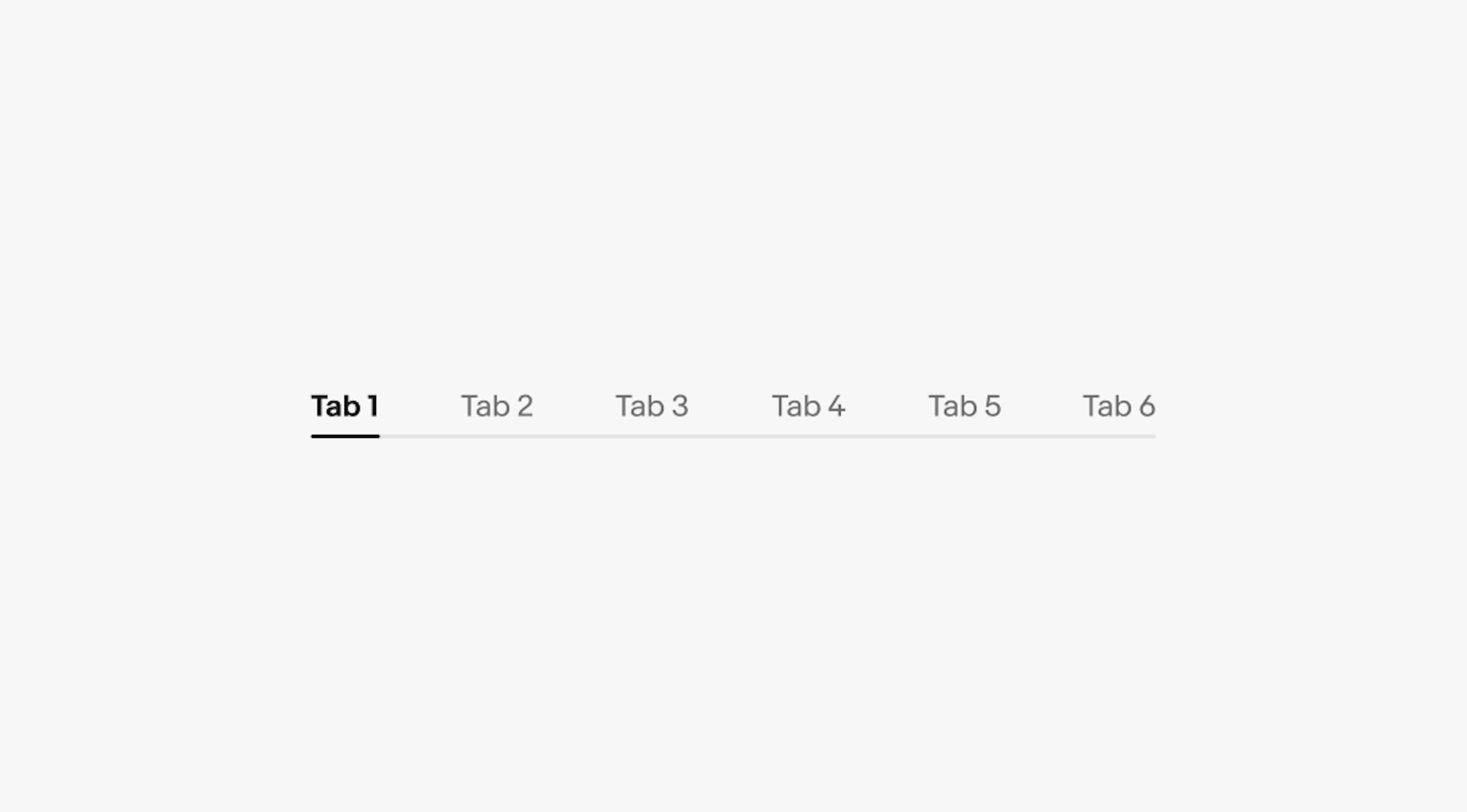 A tab set with 6 tabs. An underline is added beneath.