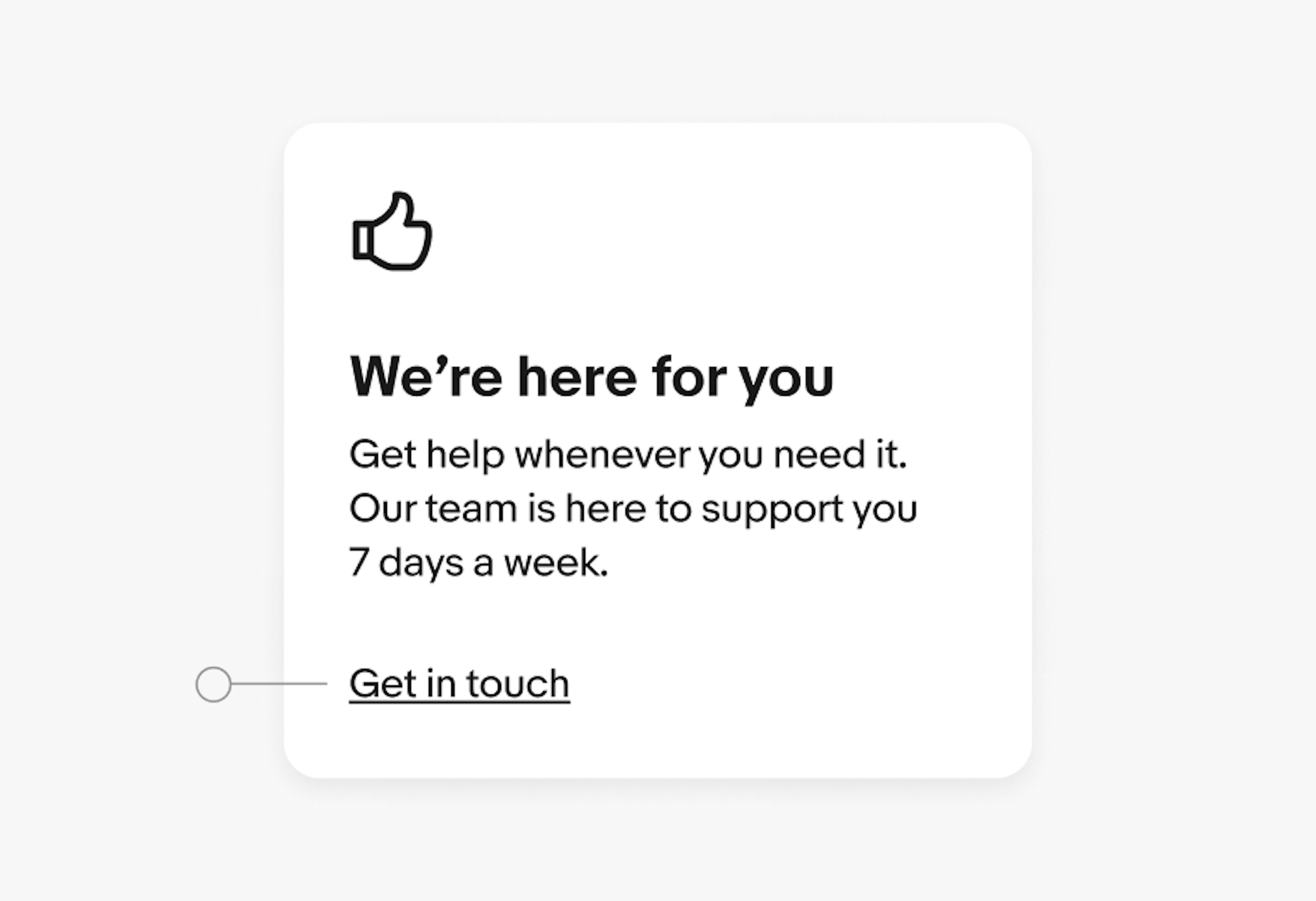 The link “Get in touch” highlighted with a gray dot.