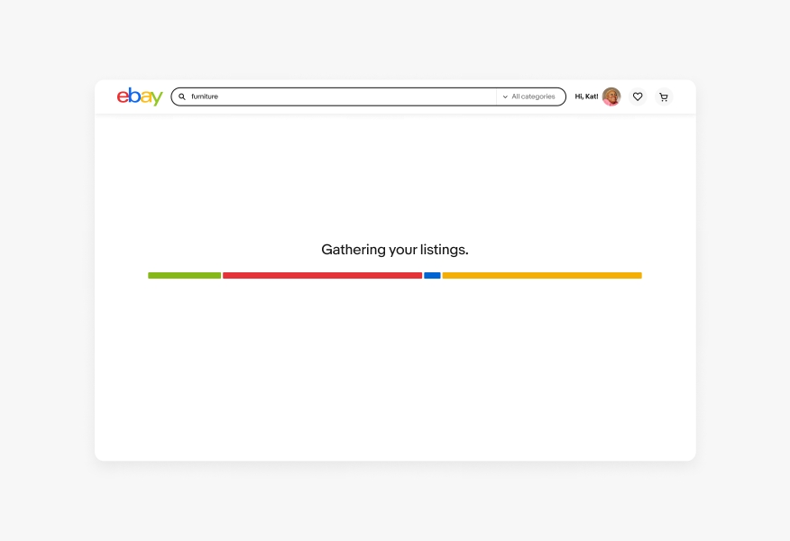 An expressive loader spanning the full width of the screen.