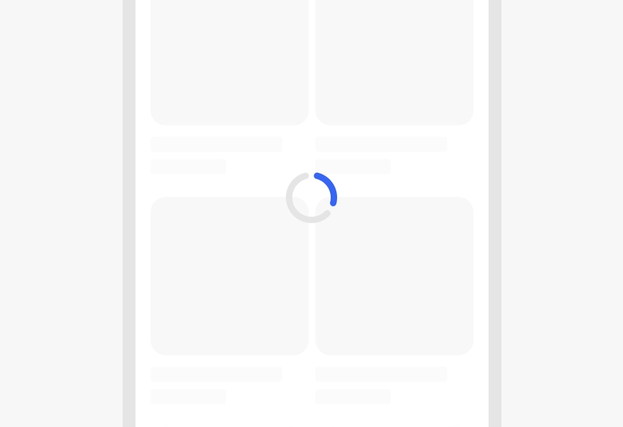 A loading spinner sits on top of skeleton loaders on an eBay mobile page.