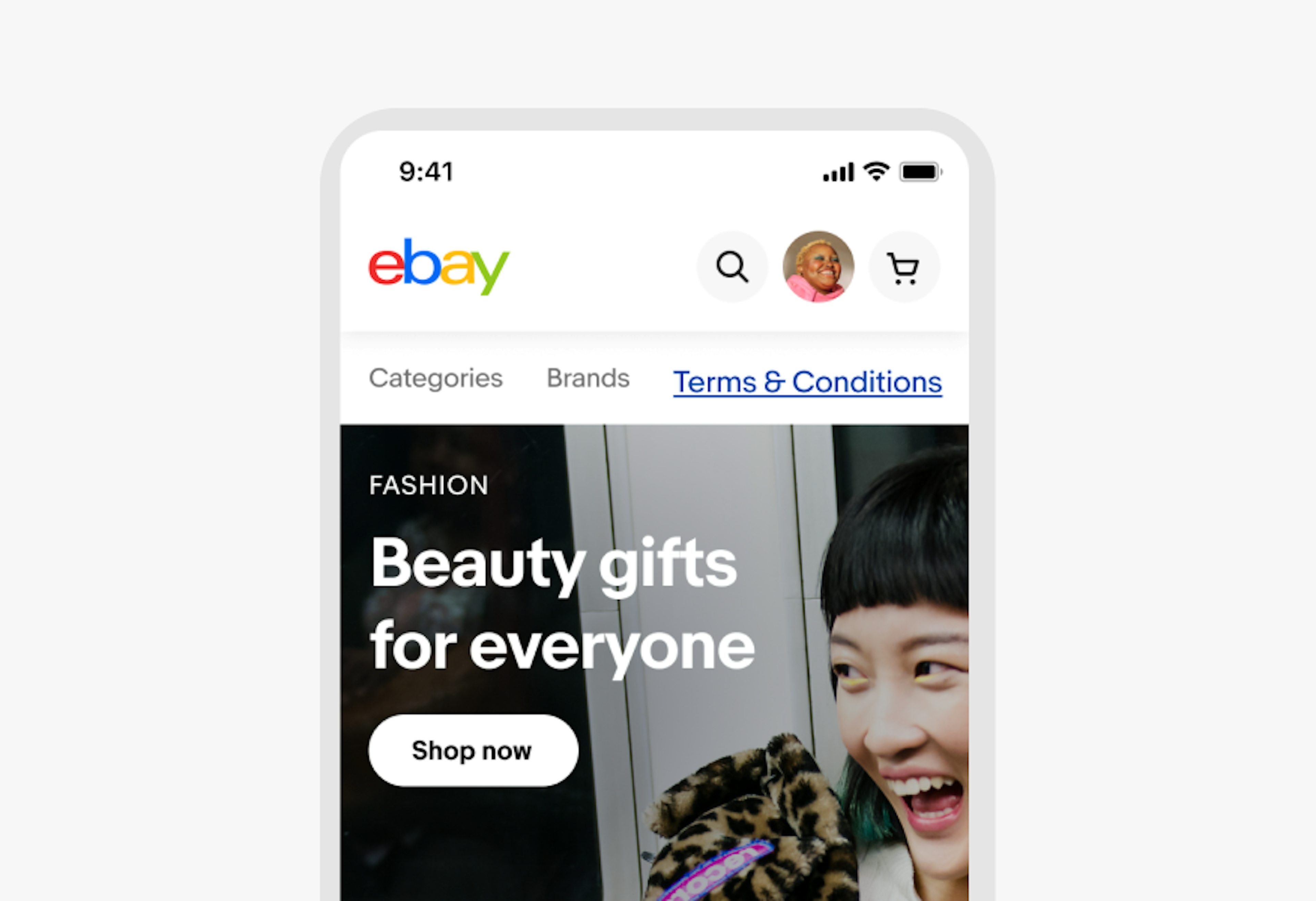 An example of a landing page with a primary navigation which incorrectly includes a link to terms and conditions.