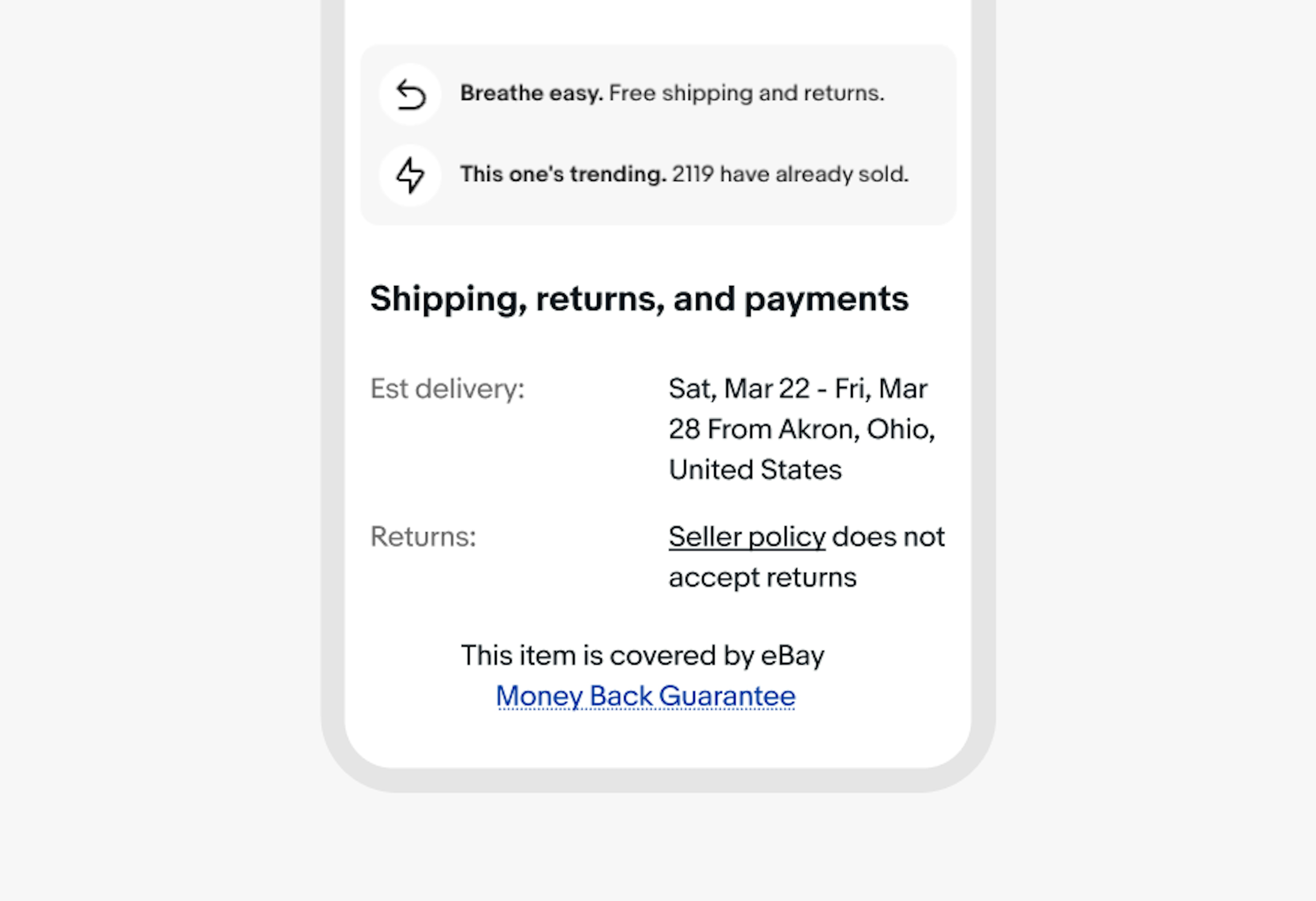 An order summary page with a text link and legal link, each in correct styles.