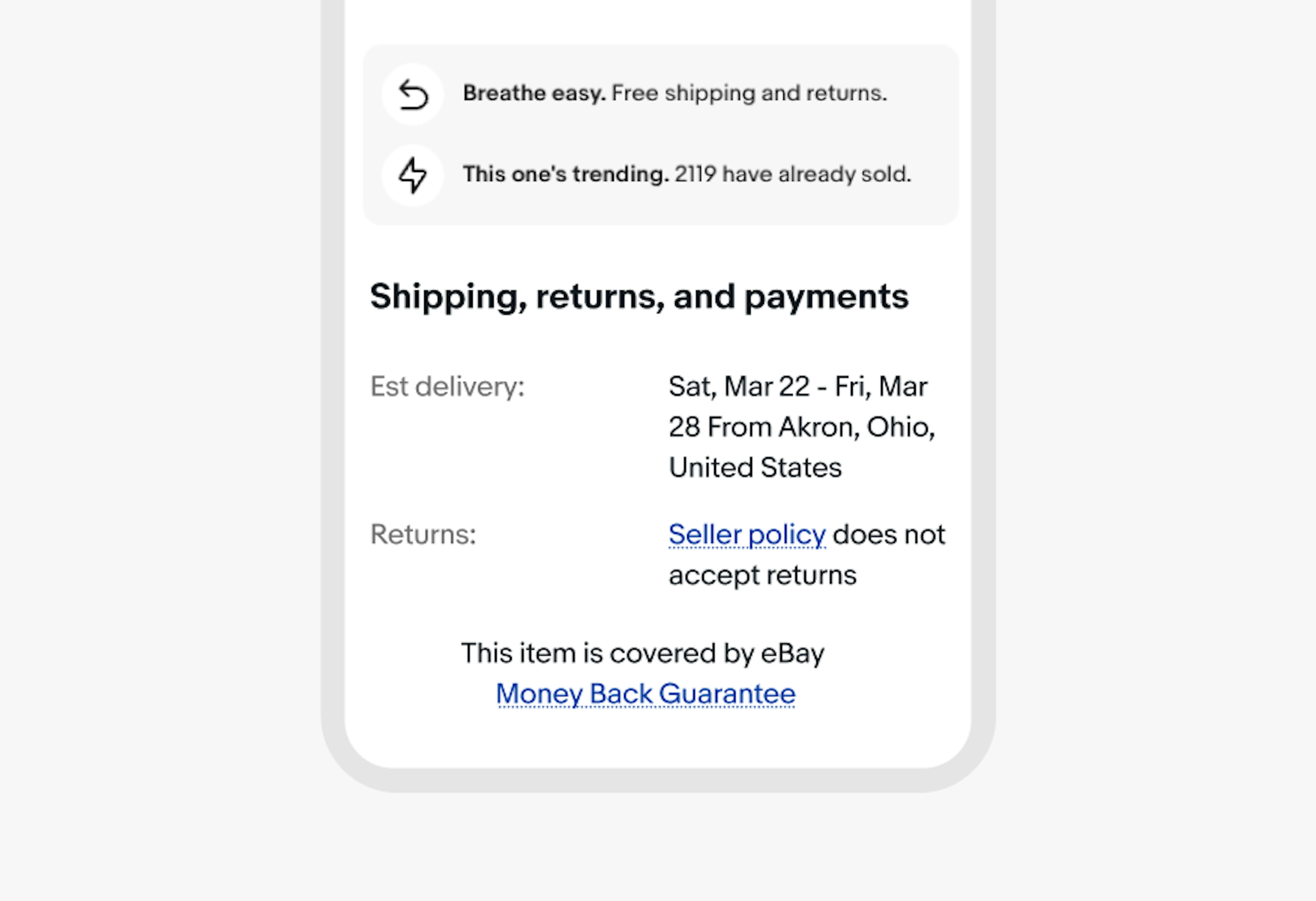 An order summary page with a text link and legal link. The text link is using the wrong style.