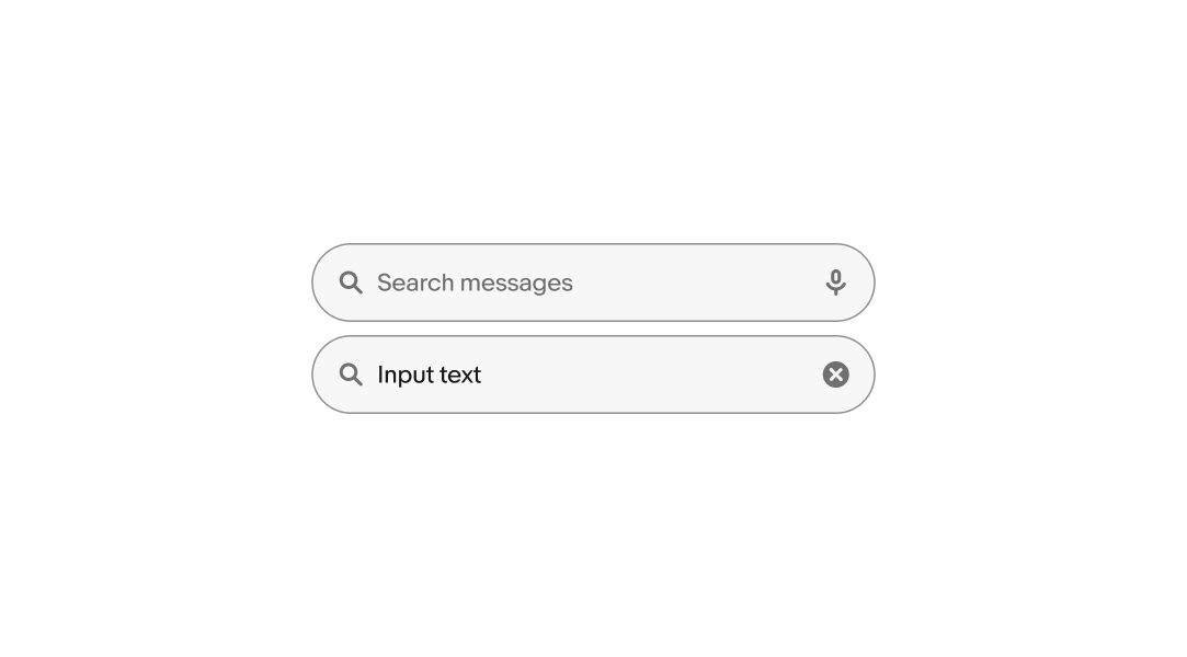 Microphone icon is replaced by clear (X) button when text is entered.
