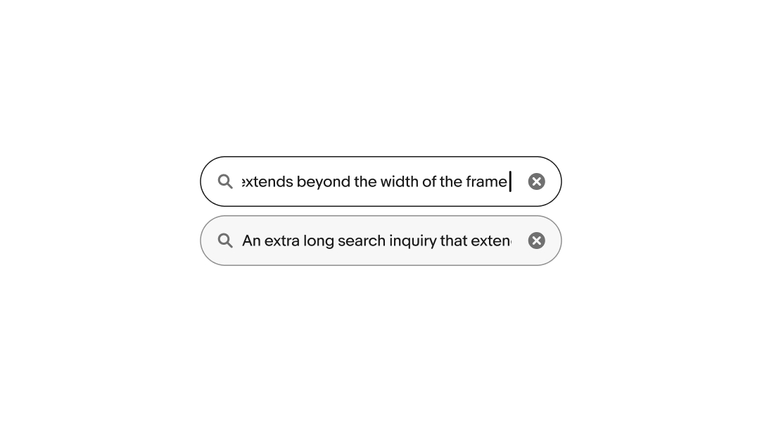 Search fields with long input that overflows beyond the visible area.