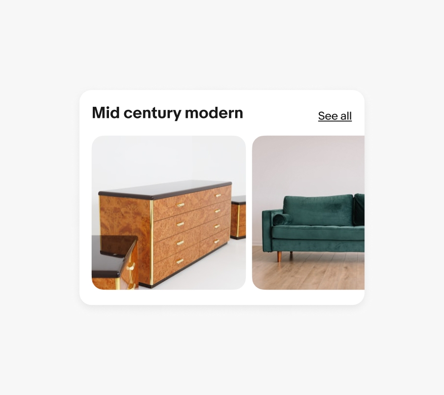 A section header title, subtitle, and a ‘See all’ link.