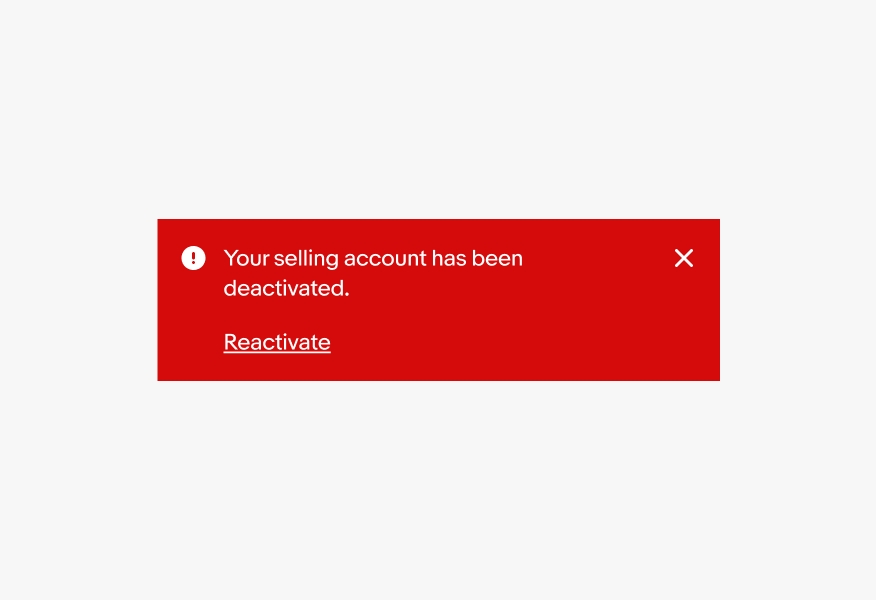 An attention page notice with a button at the bottom.