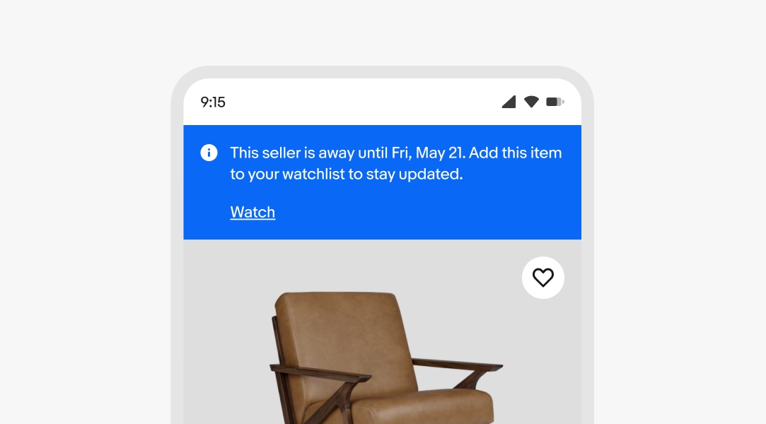 A mobile screen with an information page notice at the top of the screen. It has two lines of text and a button.