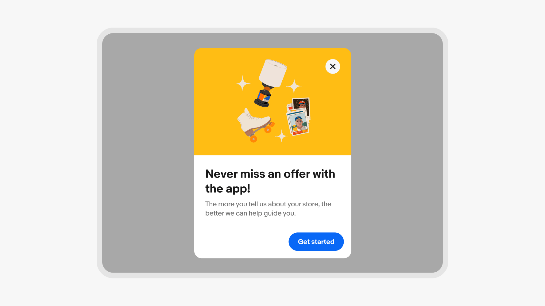 A centered dialog on a large screen device.