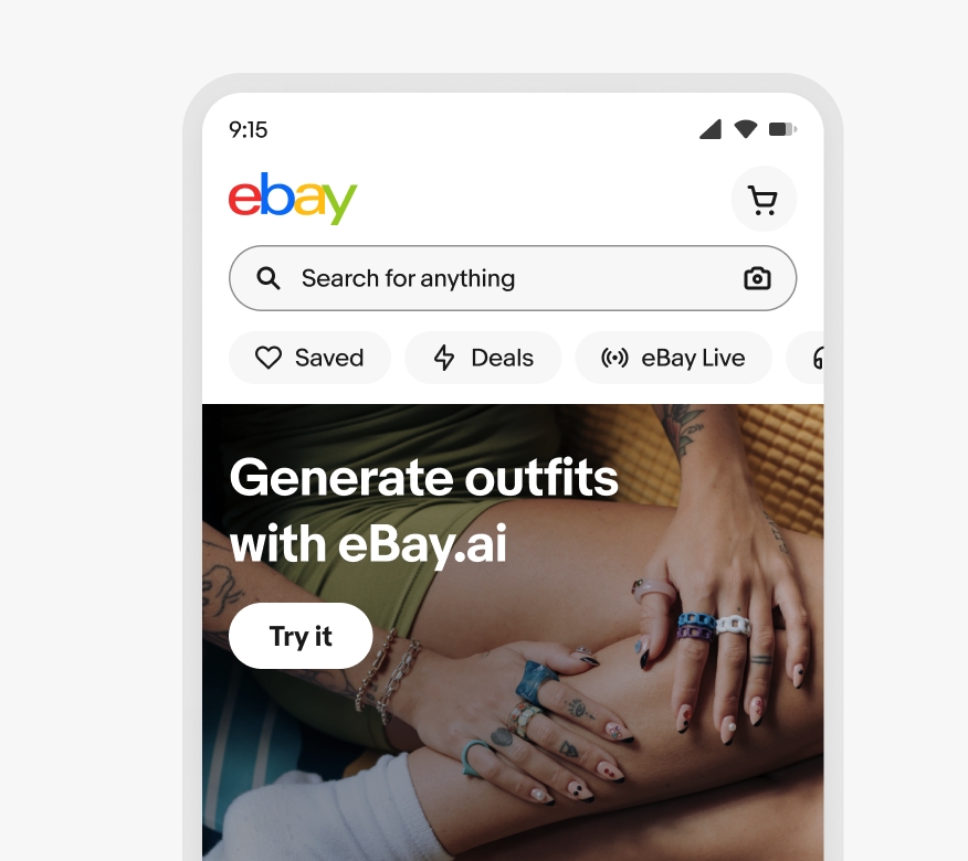 “Do” example of a case where only 1 AI icon badge is required. The subtitle of a bottom sheet says, “generated with eBay.ai” followed by the full spectrum AI icon. There is a paragraph of text with 3 action buttons below. None of the buttons contain an icon because the subtitle above is sufficient.