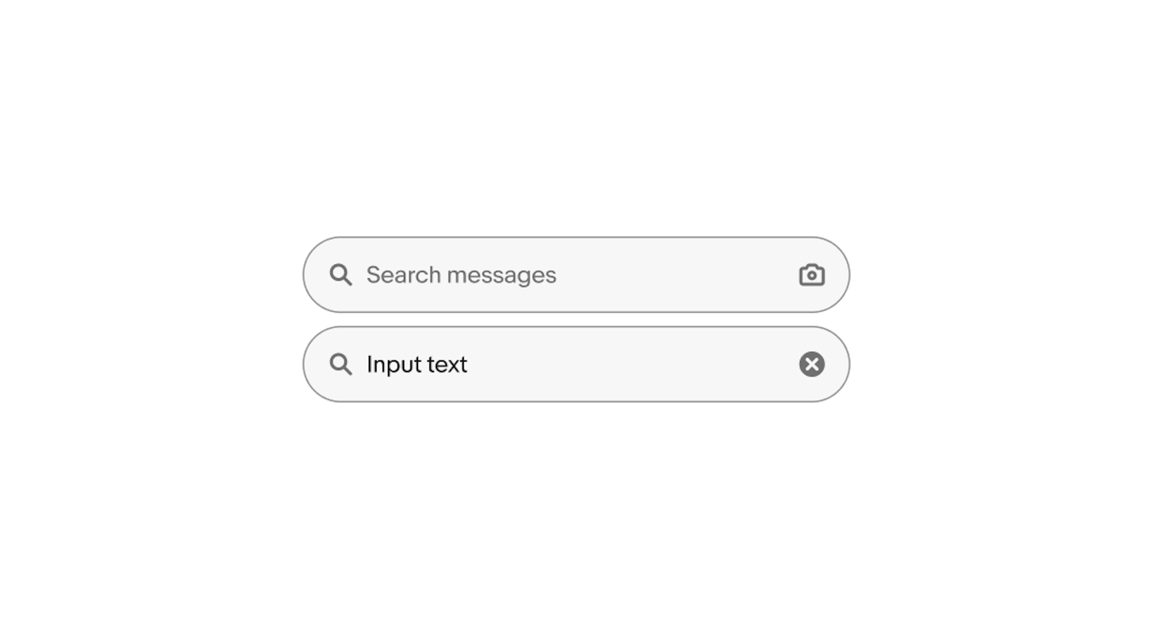 Camera icon is replaced by clear (X) button when text is entered.