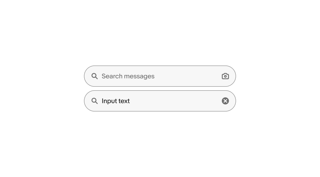 Camera icon is replaced by clear (X) button when text is entered.
