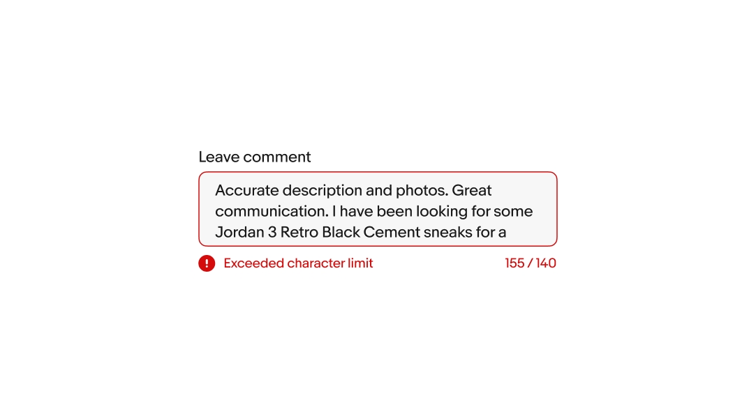 An error message underneath a text area.