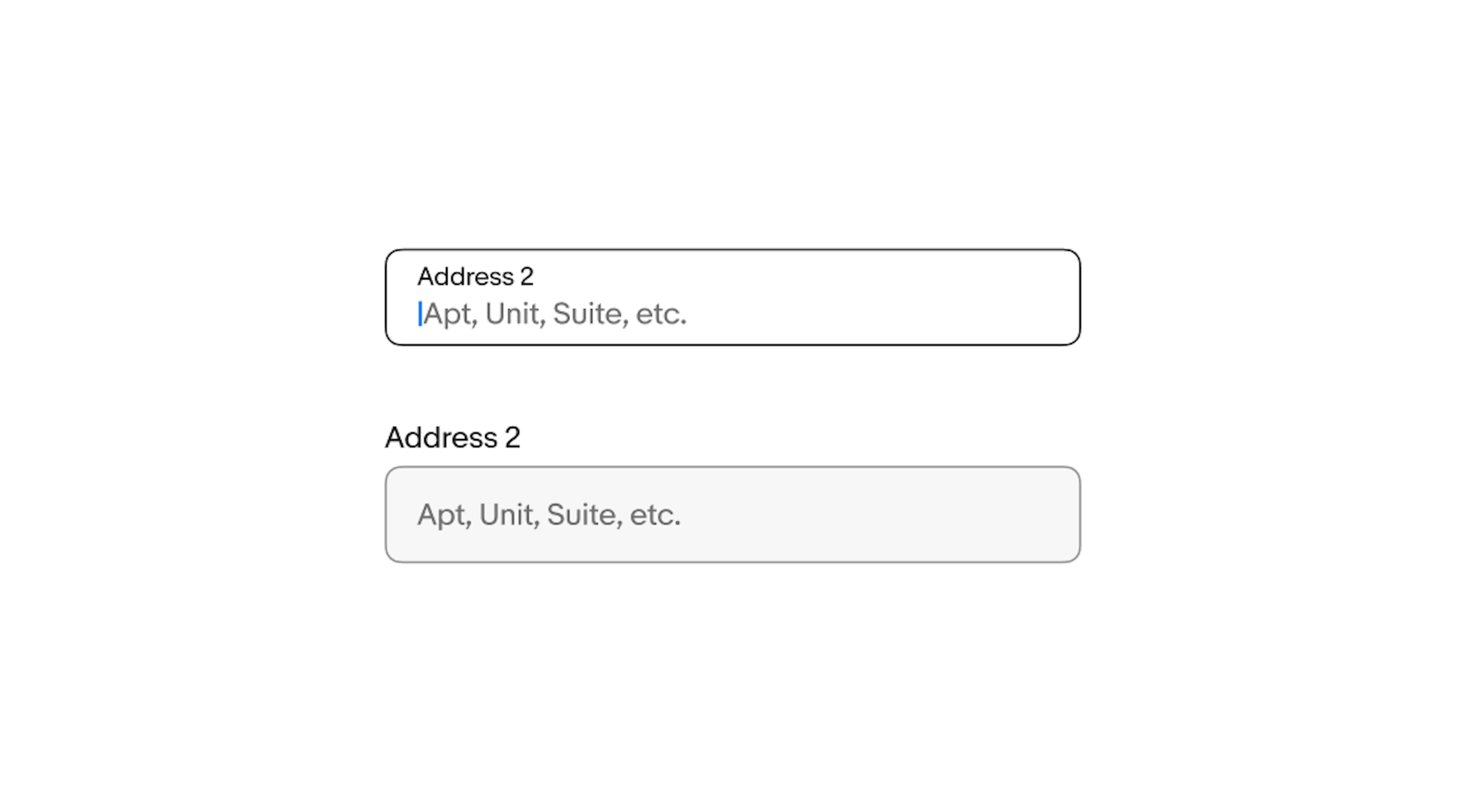 Three text fields. The first and last text fields have values entered, and the middle one has placeholder text.