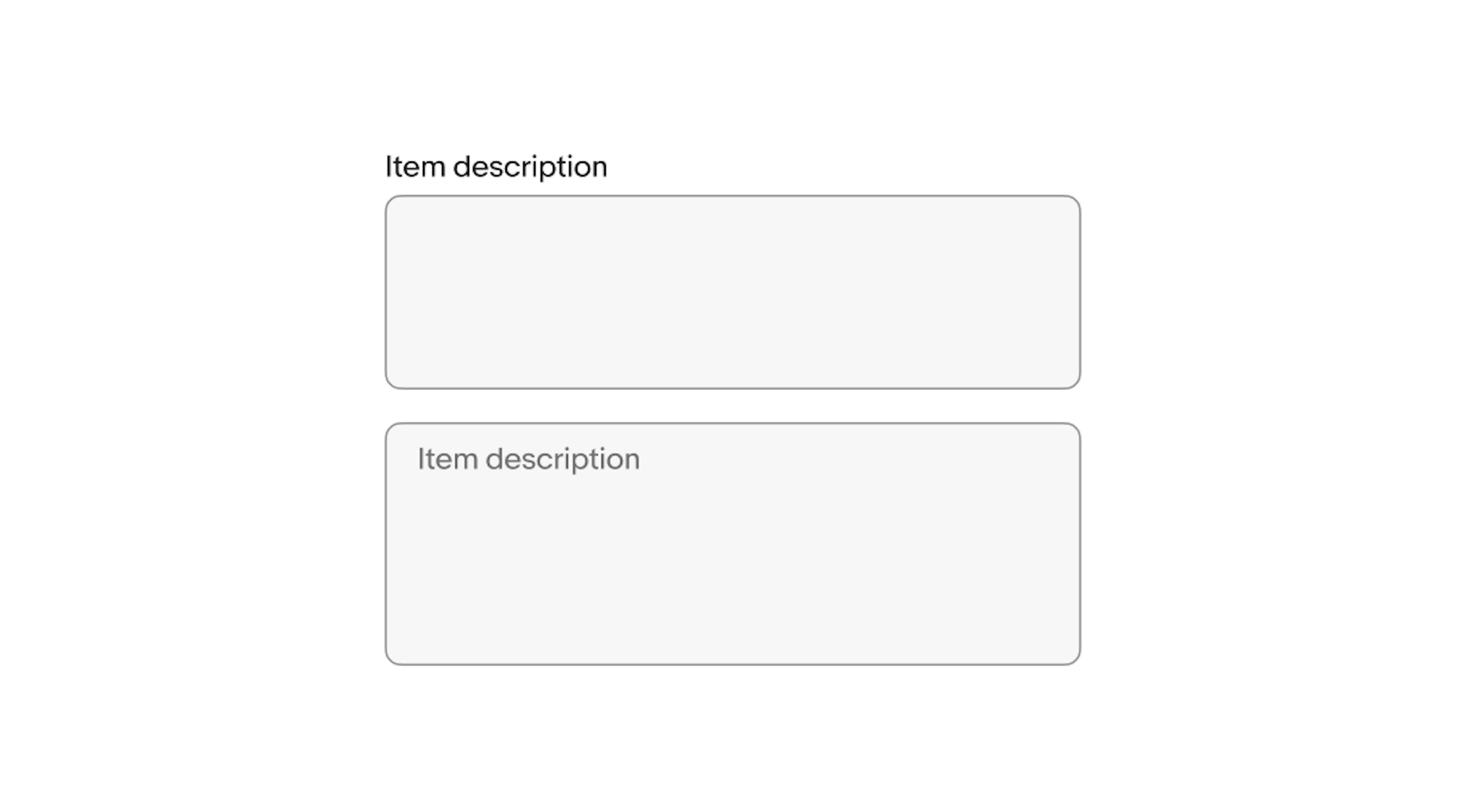 An ‘Item Description’ label above a text area.