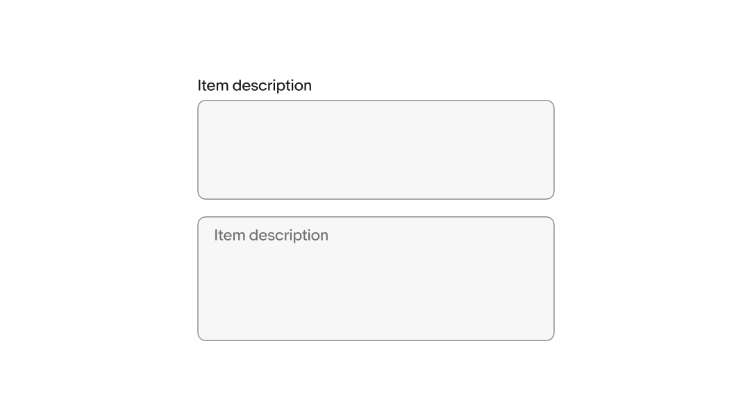 An ‘Item Description’ label above a text area.