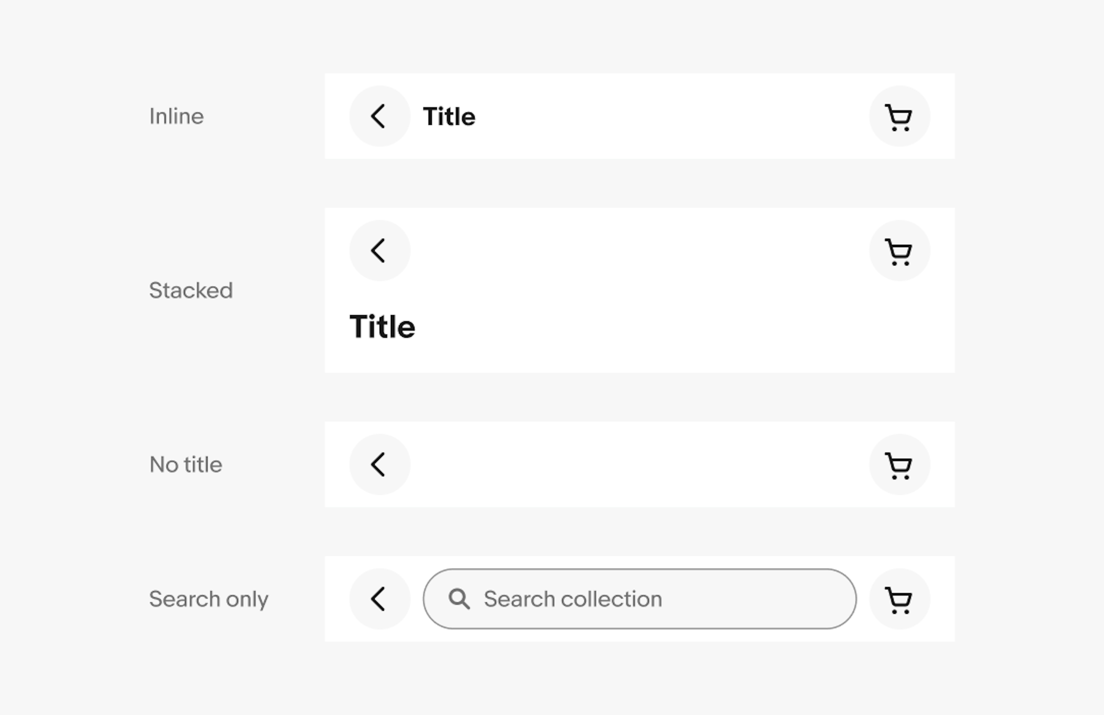 "Four unique layouts of top navigation."