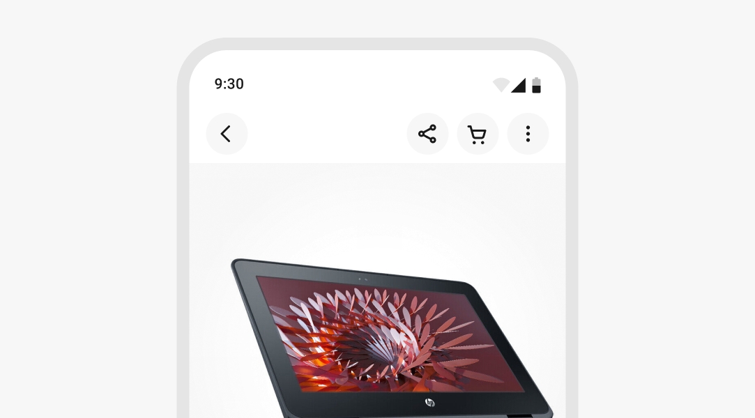 A stylized mobile screen with a top navigation bar with no title.