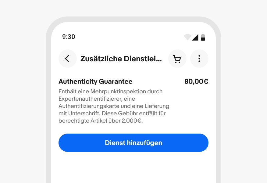 A stylized mobile screen with a top navigation bar with a long German title that is truncated.
