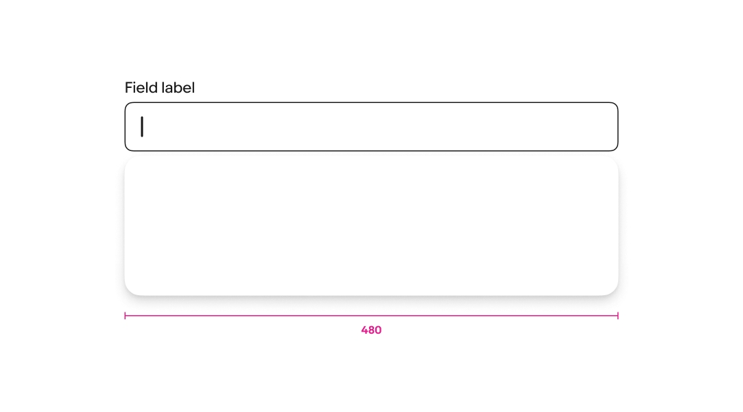A combobox and popover menu with a 480px width.