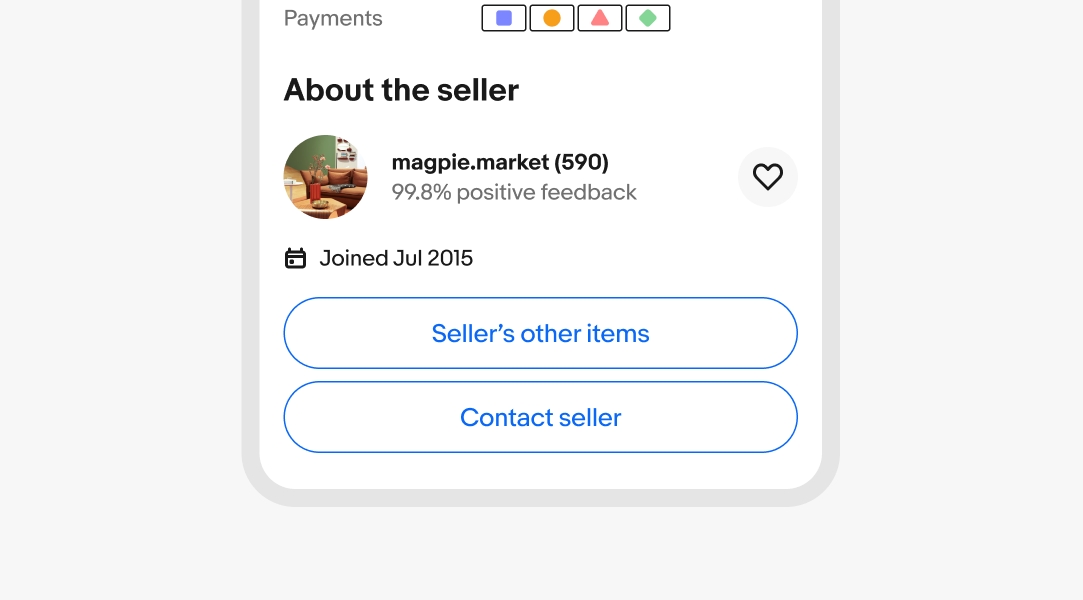 Secondary level buttons in context in a seller description section.
