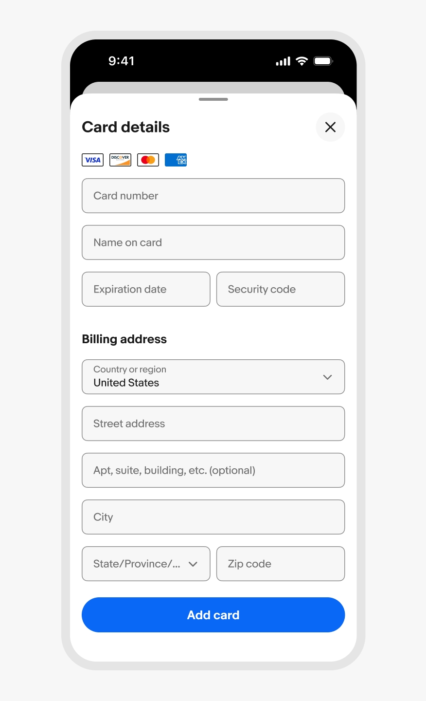 A bottom sheet spanning 50% of the page height on iOS.