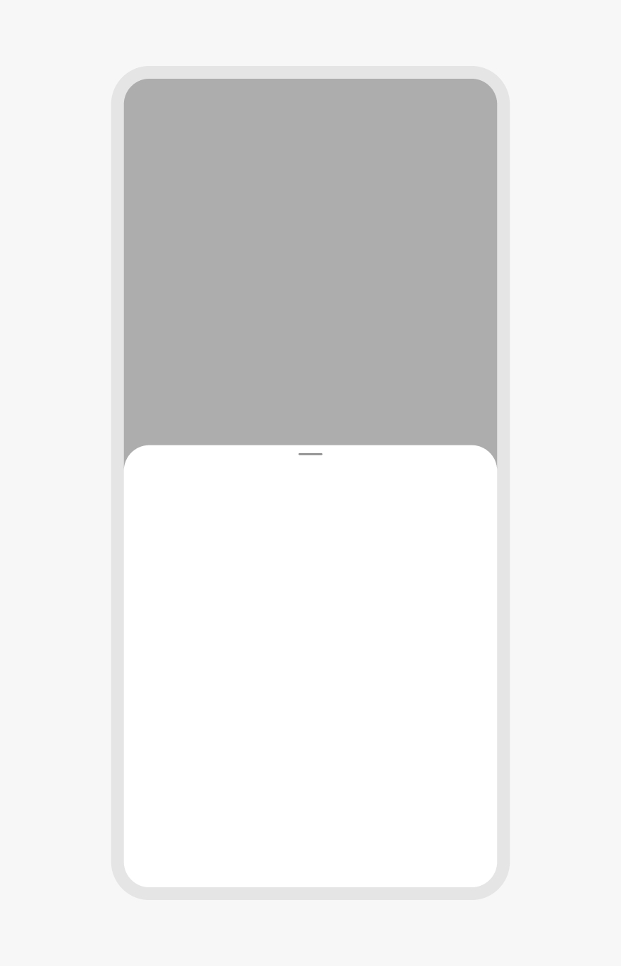 A bottom sheet is shown on mobile spanning 50% of the screen height.