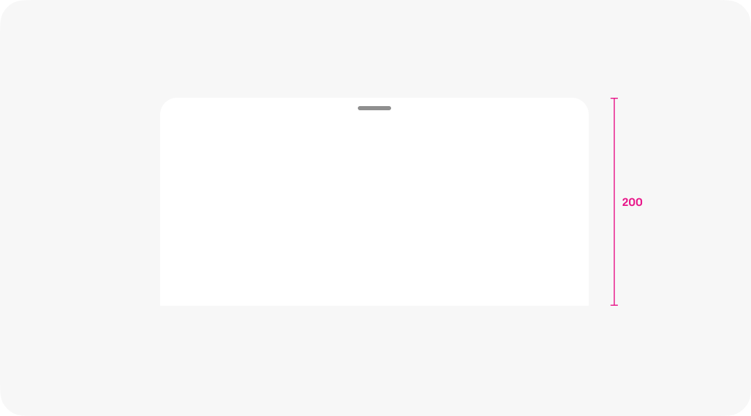 A sheet at its minimum height of 200 pixels