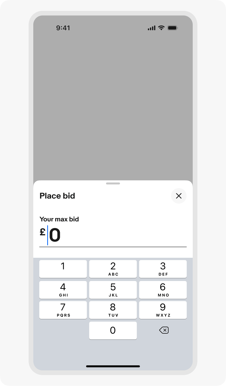 A context sheet opened and placed above the device keyboard on iOS