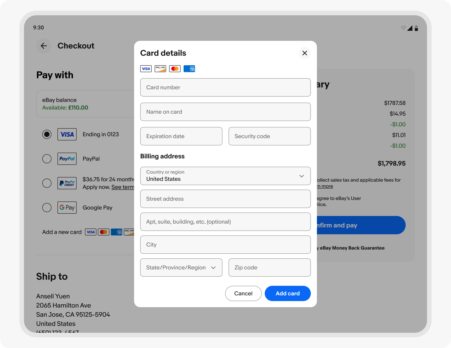 A focus sheet open in the center of the screen on a tablet.