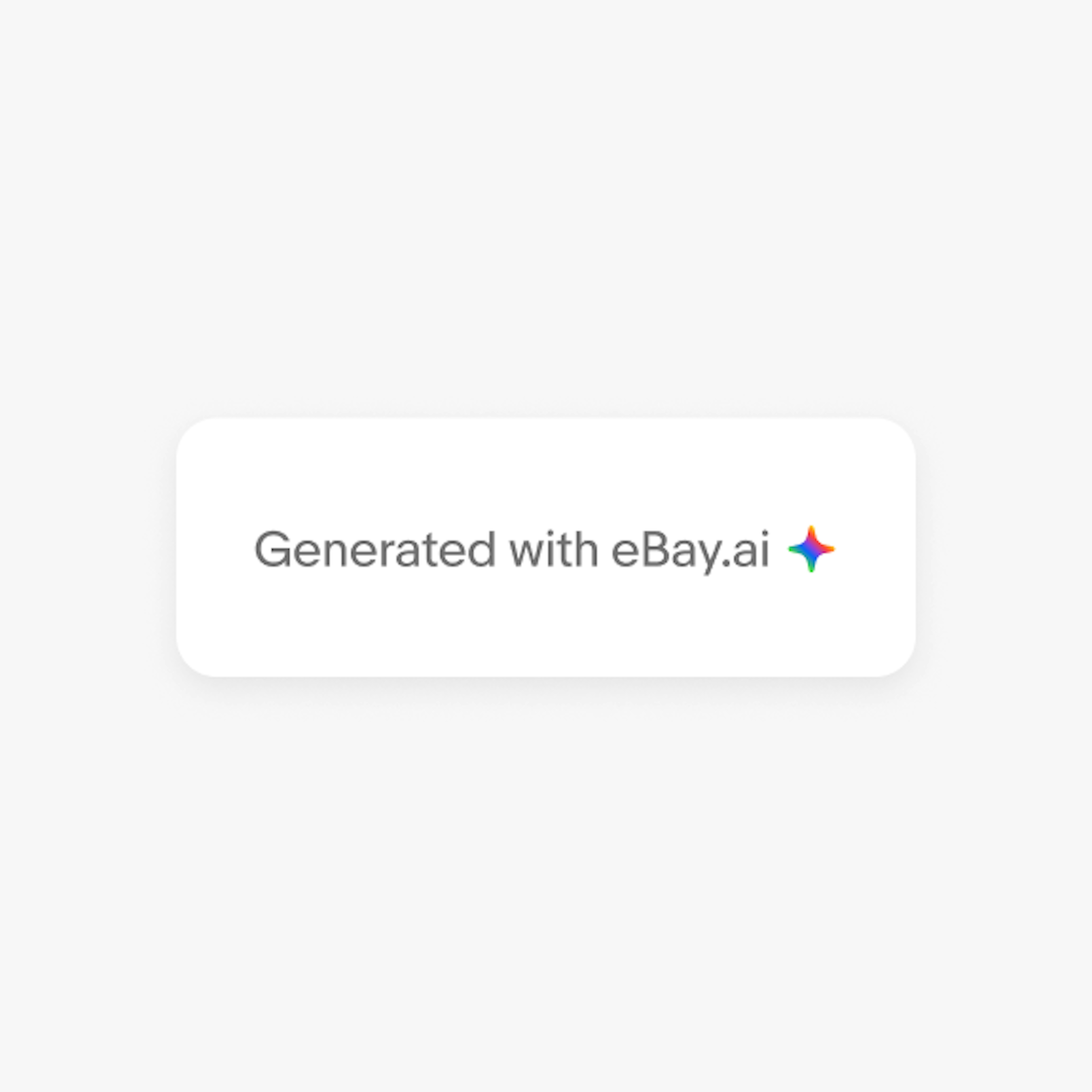 Example of a label that says “Generated with eBay.ai” followed by the full spectrum icon in color.