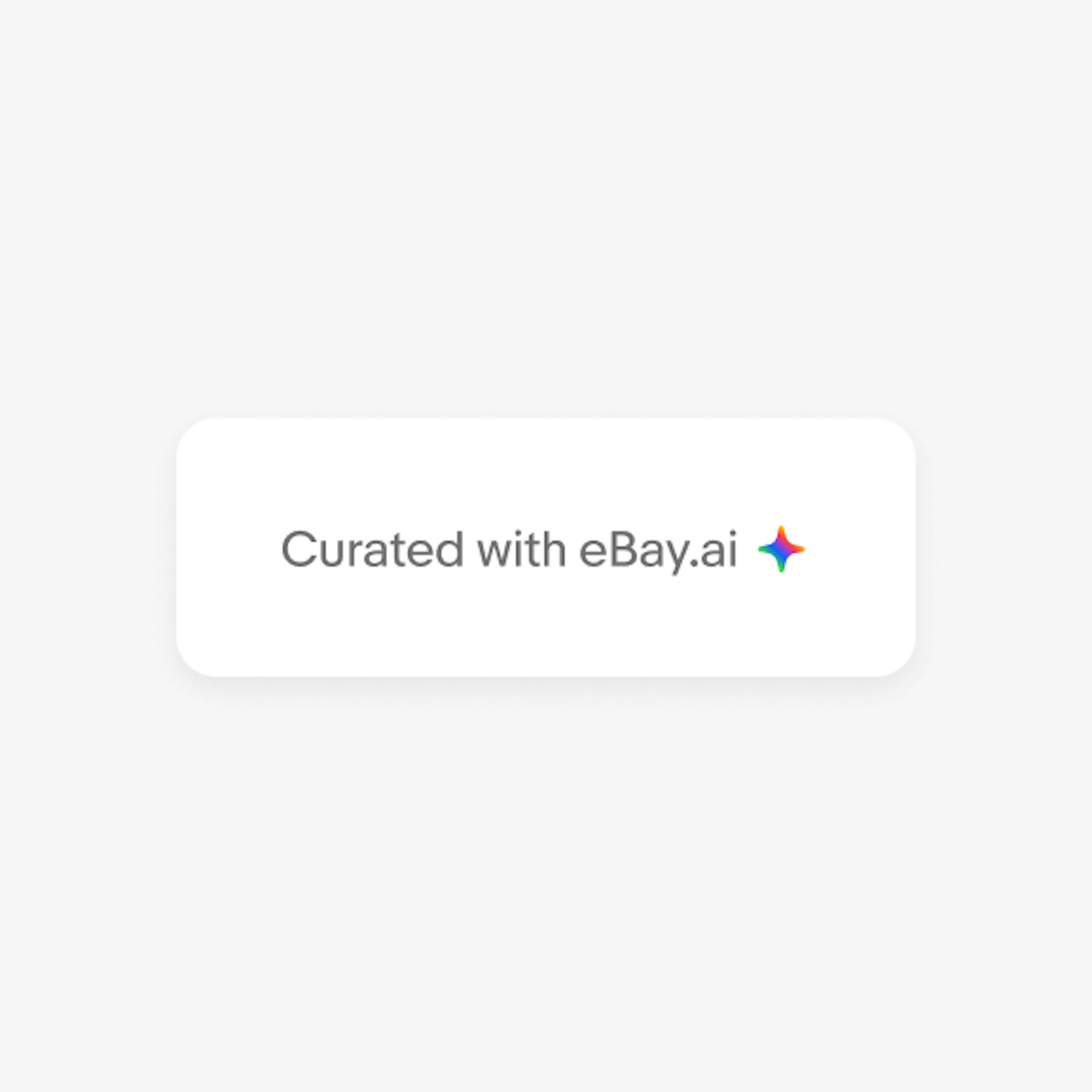 Example of a label that says “Curated with eBay.ai” followed by the full spectrum icon in color.