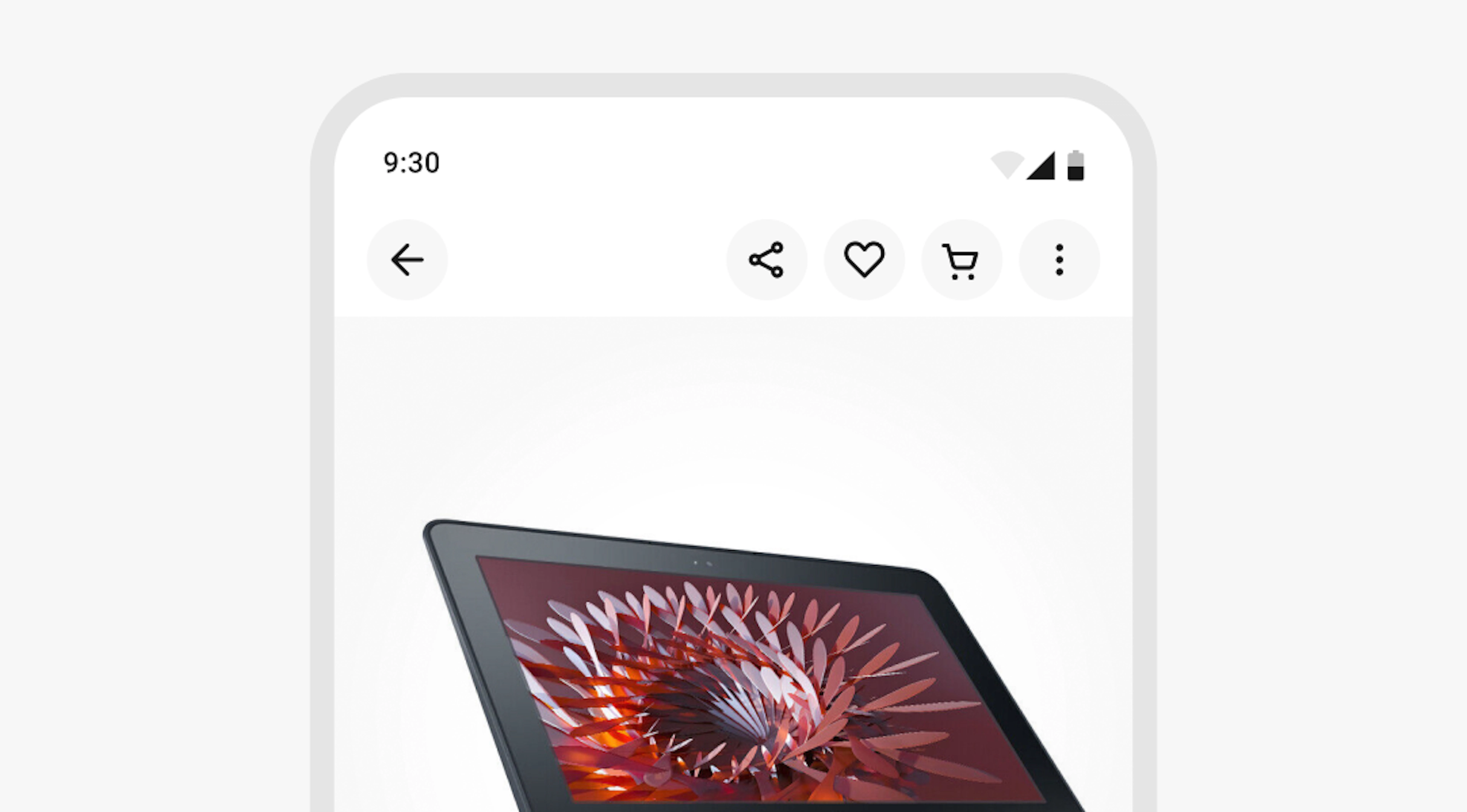 A stylized mobile screen with a top navigation bar with no title.