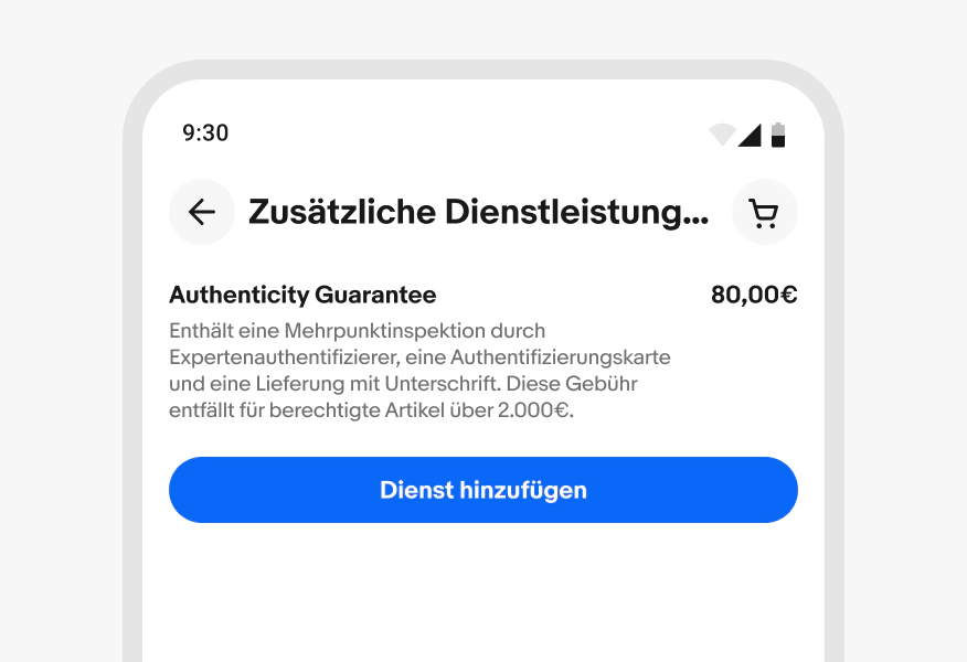 A stylized mobile screen with a top navigation bar with a long German title that is truncated.