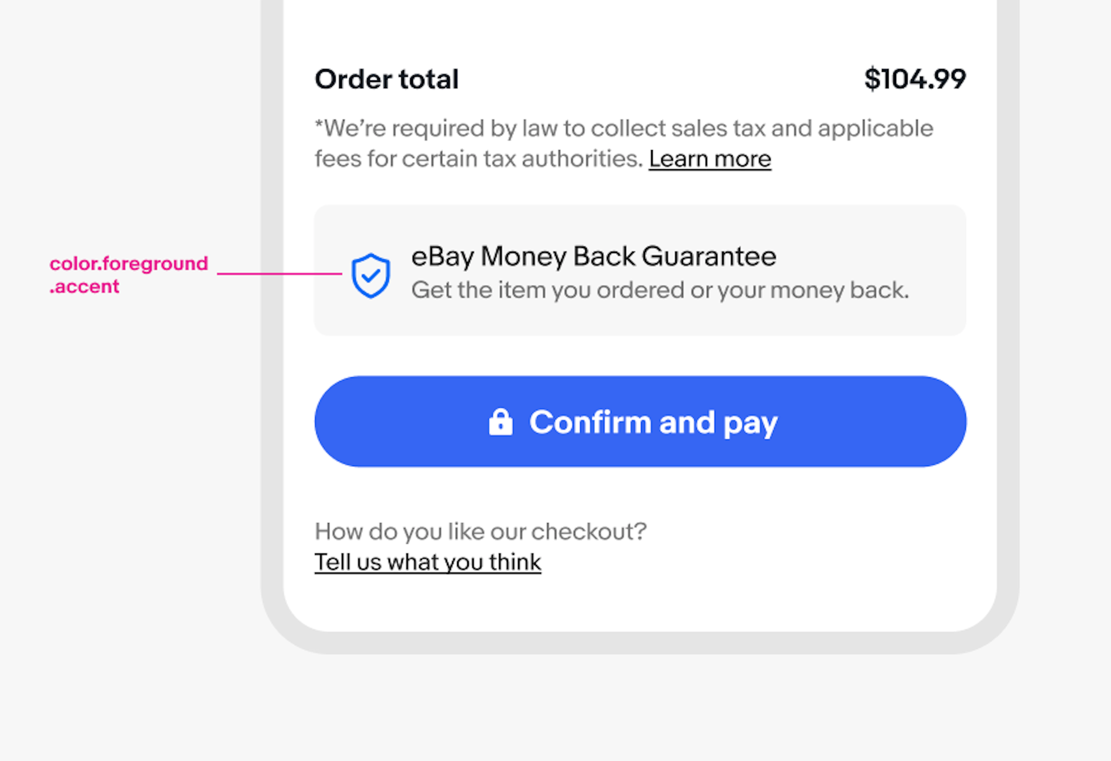 A blue eBay Money Back Guarantee program icon next to stacked type. The name of the program is on top with support text under it.