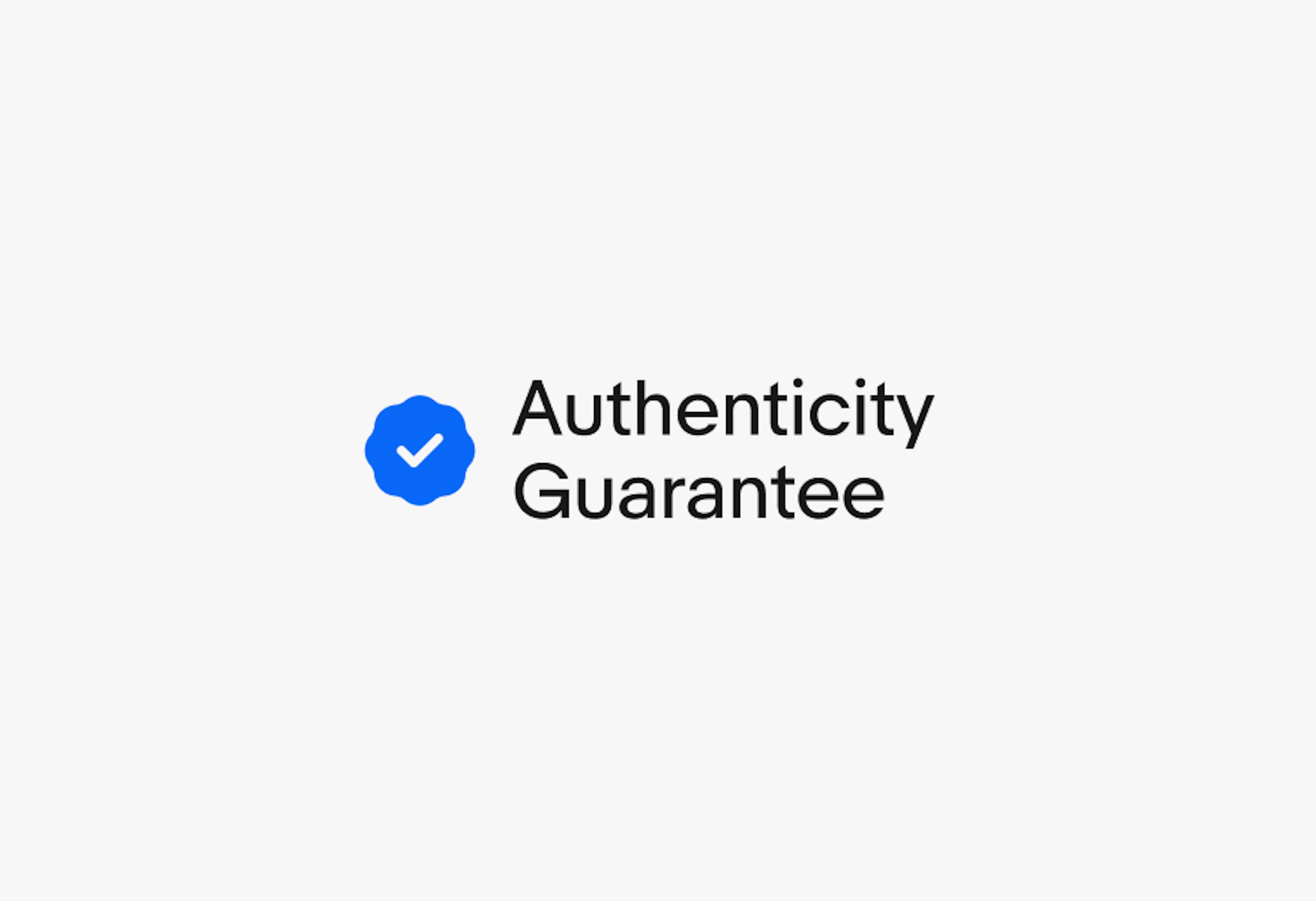 A double line program lockup for Authenticity Guarantee. The icon is small and to the left of two lines of text.