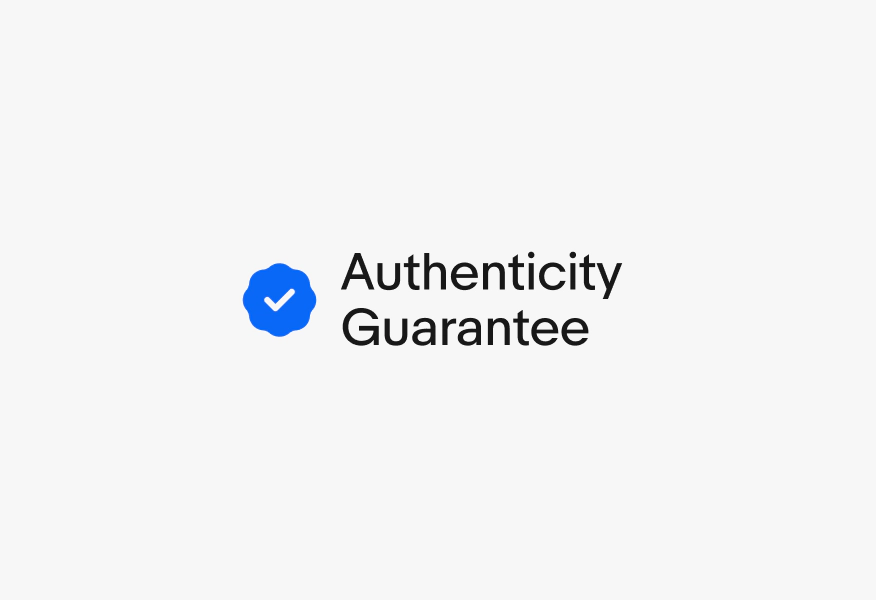 A double line program lockup for Authenticity Guarantee. The icon is small and to the left of two lines of text.