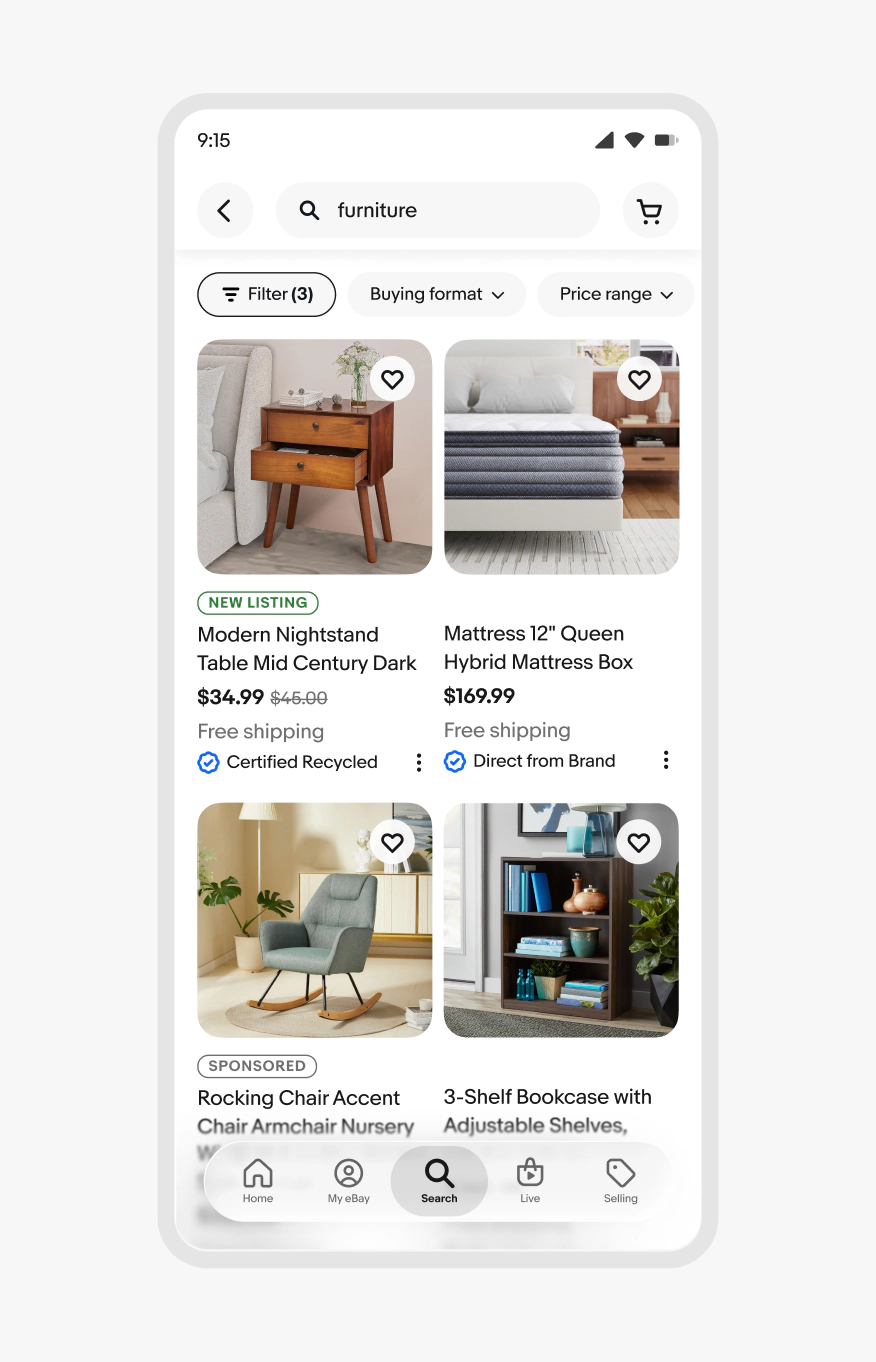 A search results page with a minimal amount of icons.