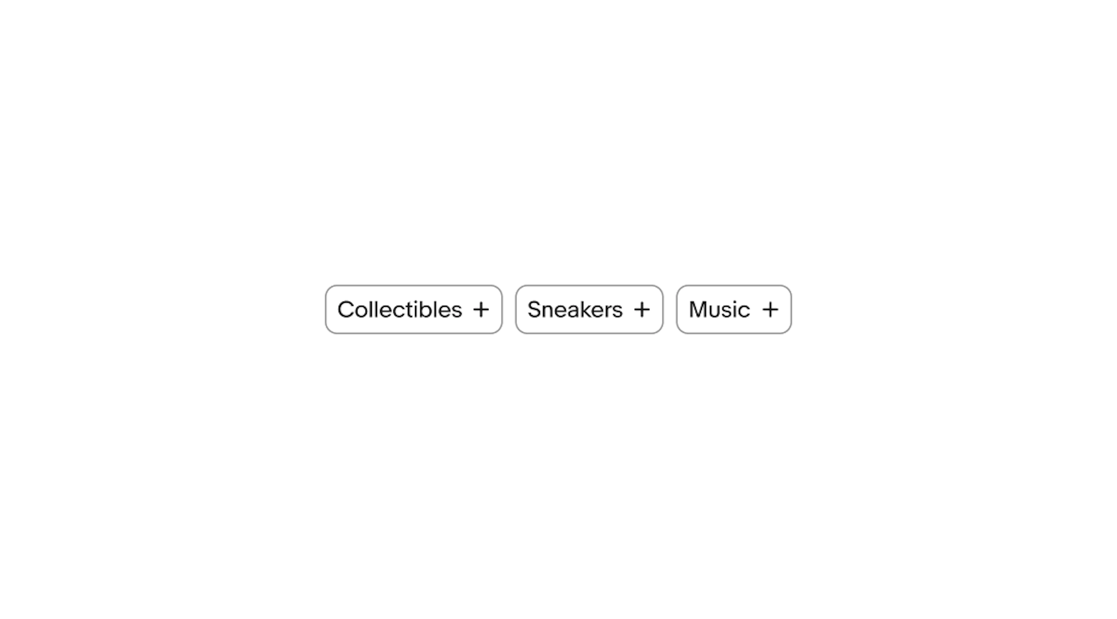 Three input chips labeled “Collectibles”, “Sneakers”, and “Music”