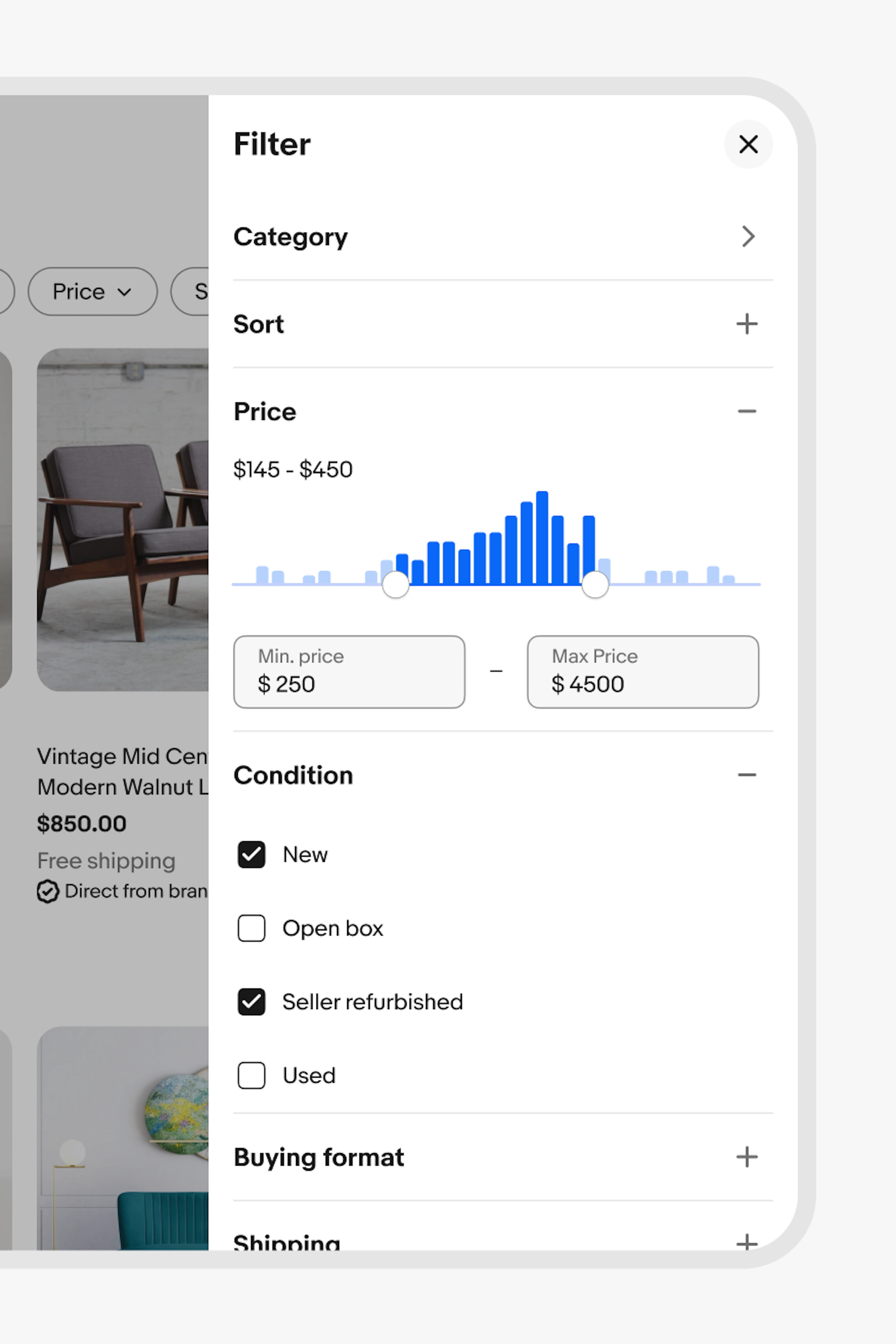 A Context Sheet on a tablet device on the native app.