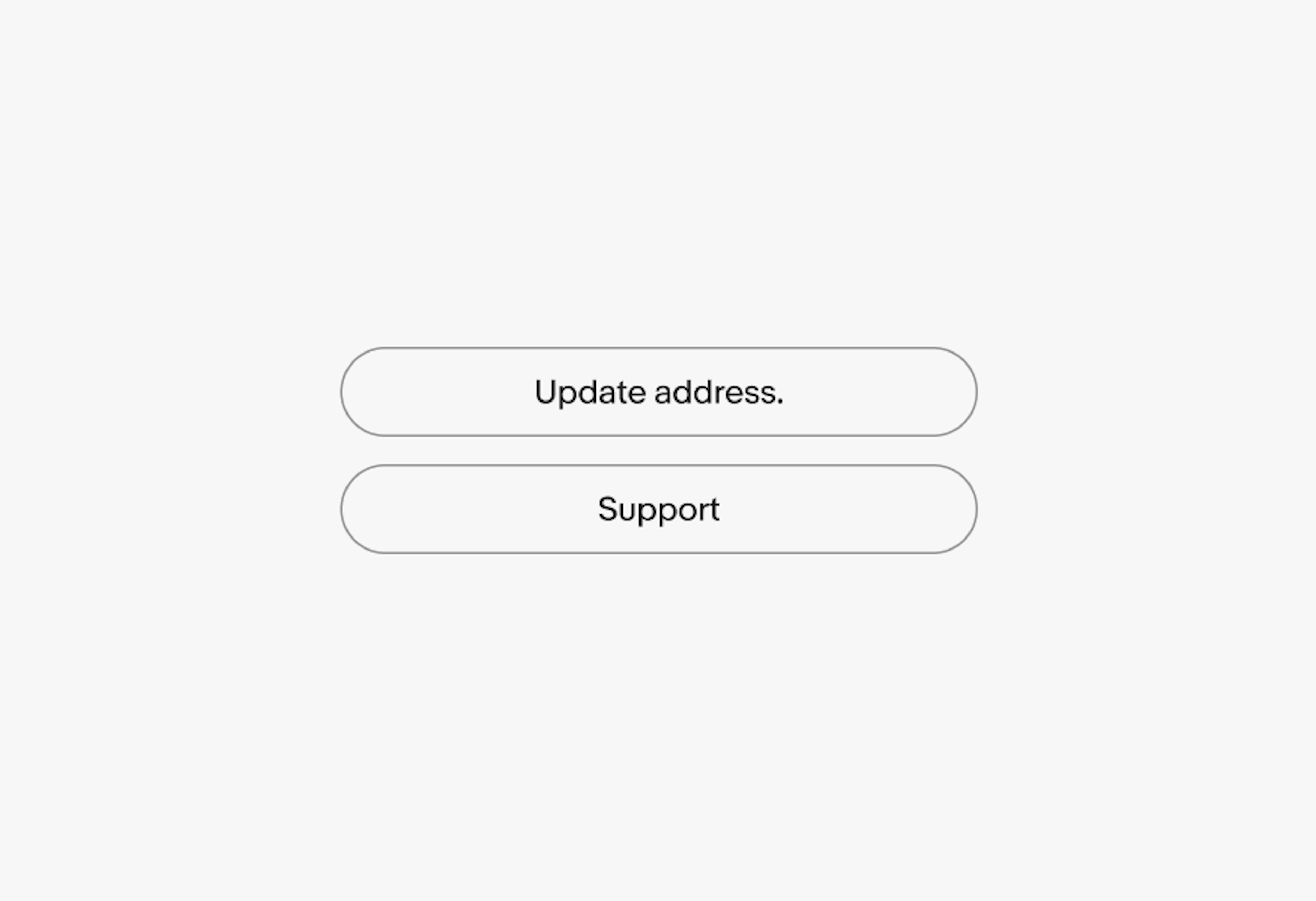 Two buttons with improper titles. One button’s title is “Update address.” and the other is “Support”.