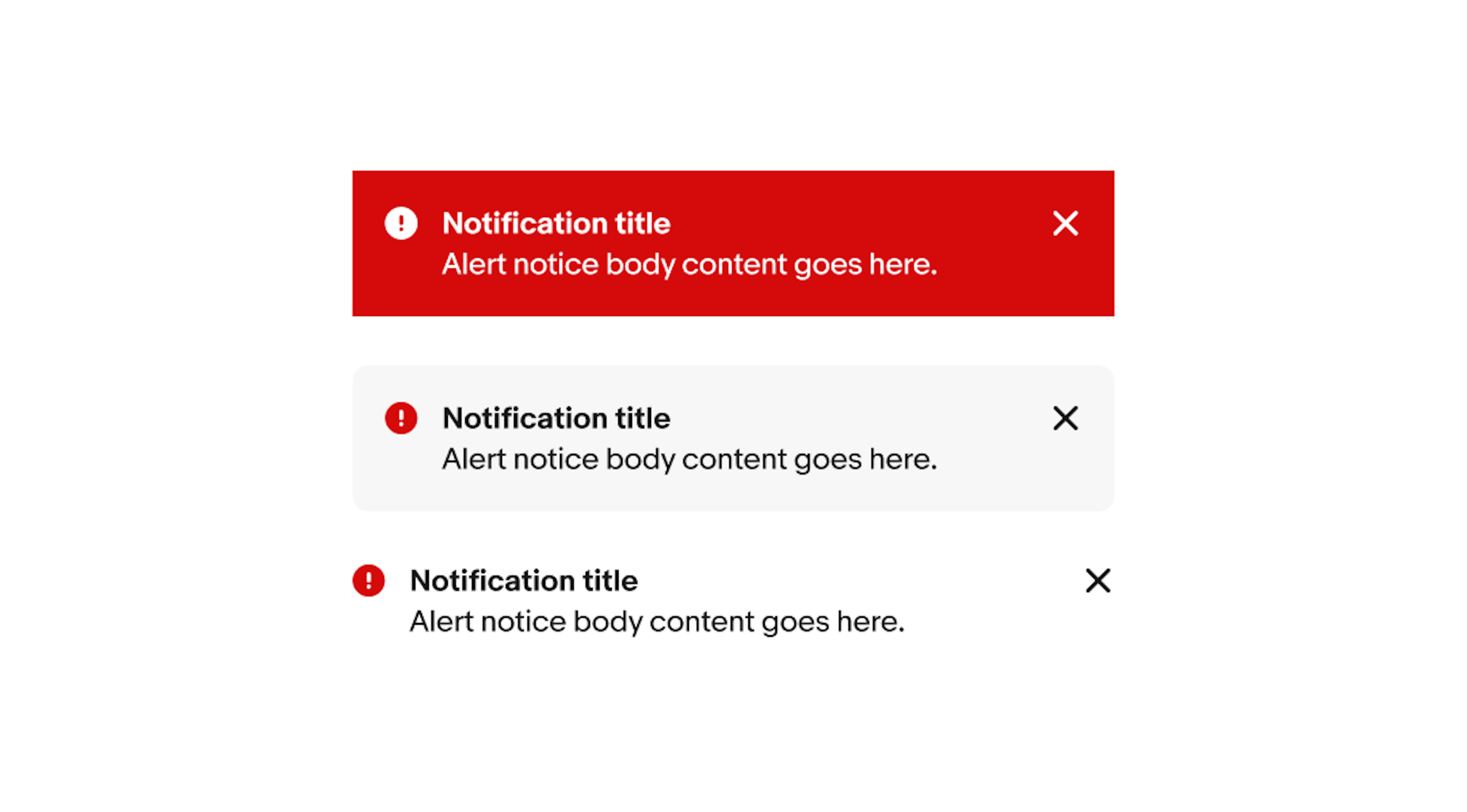 A page, section and inline notice stacked showing the attention variant. 