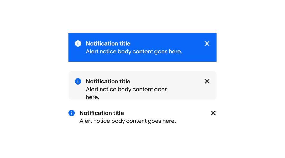 A page, section and inline notice stacked showing the information variant.