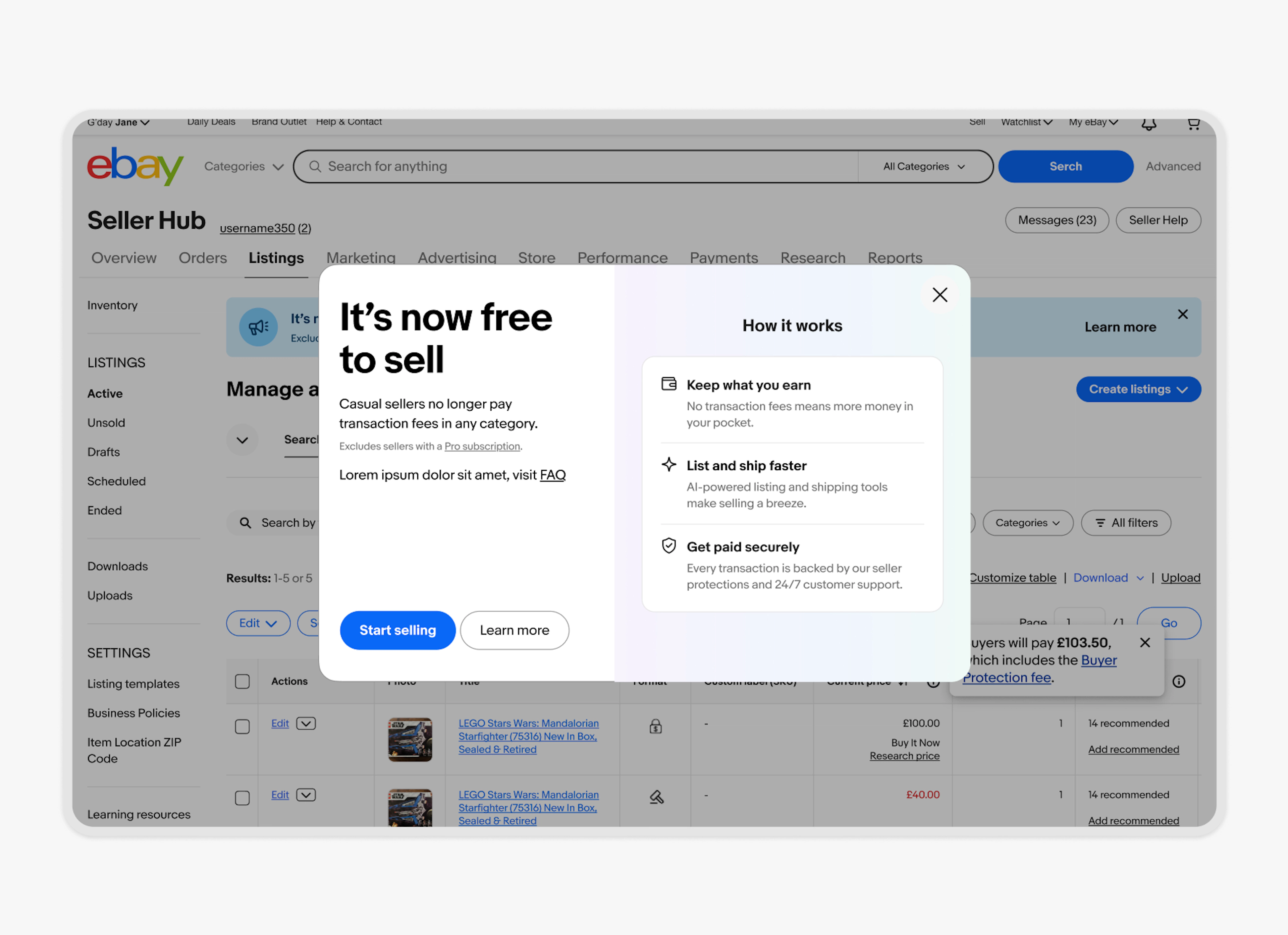 A standard dialog centered on a large screen.