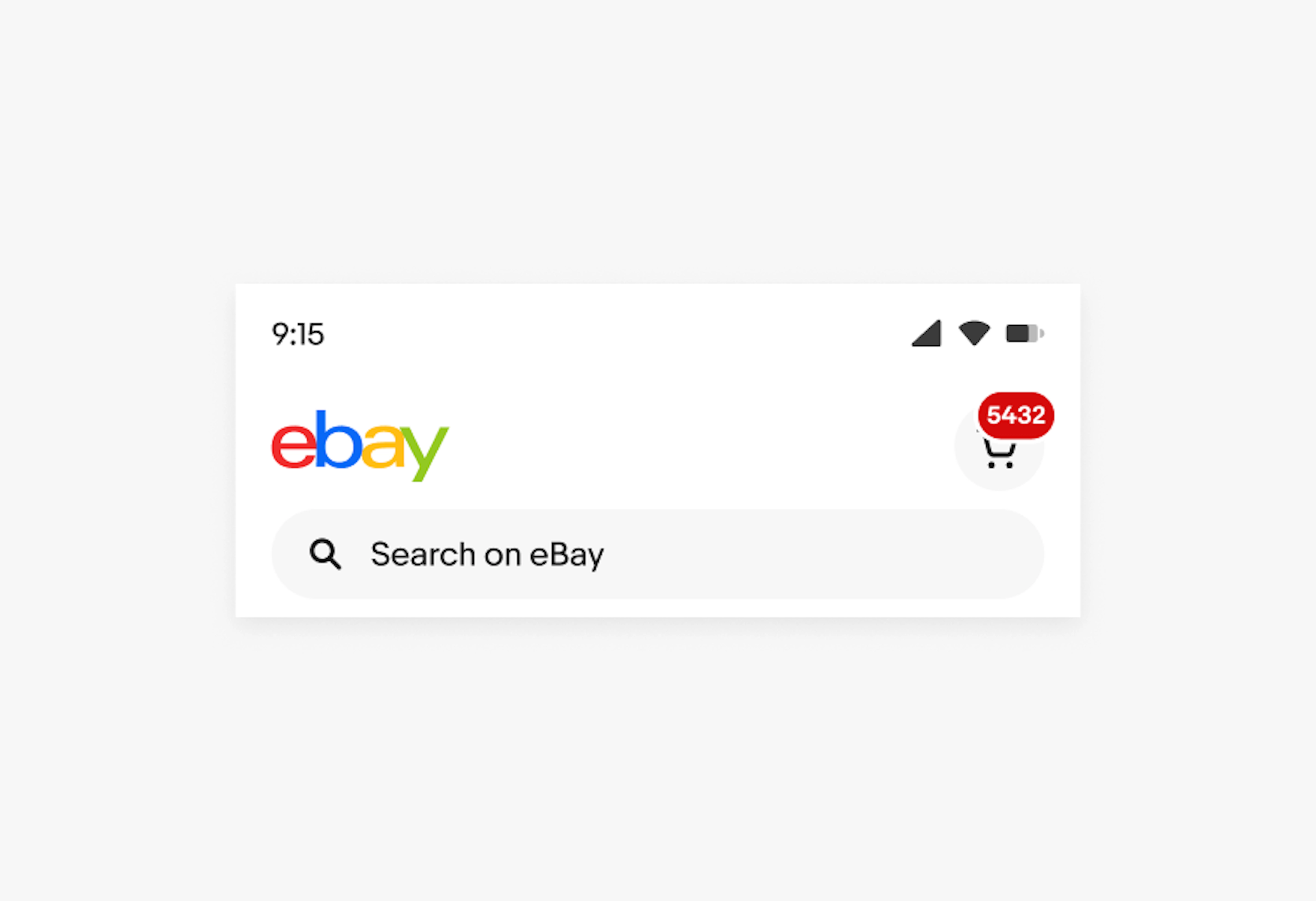 A mobile navigation with an icon button in the top right with a badge. The label value is “5432” which exceeds the max label size.