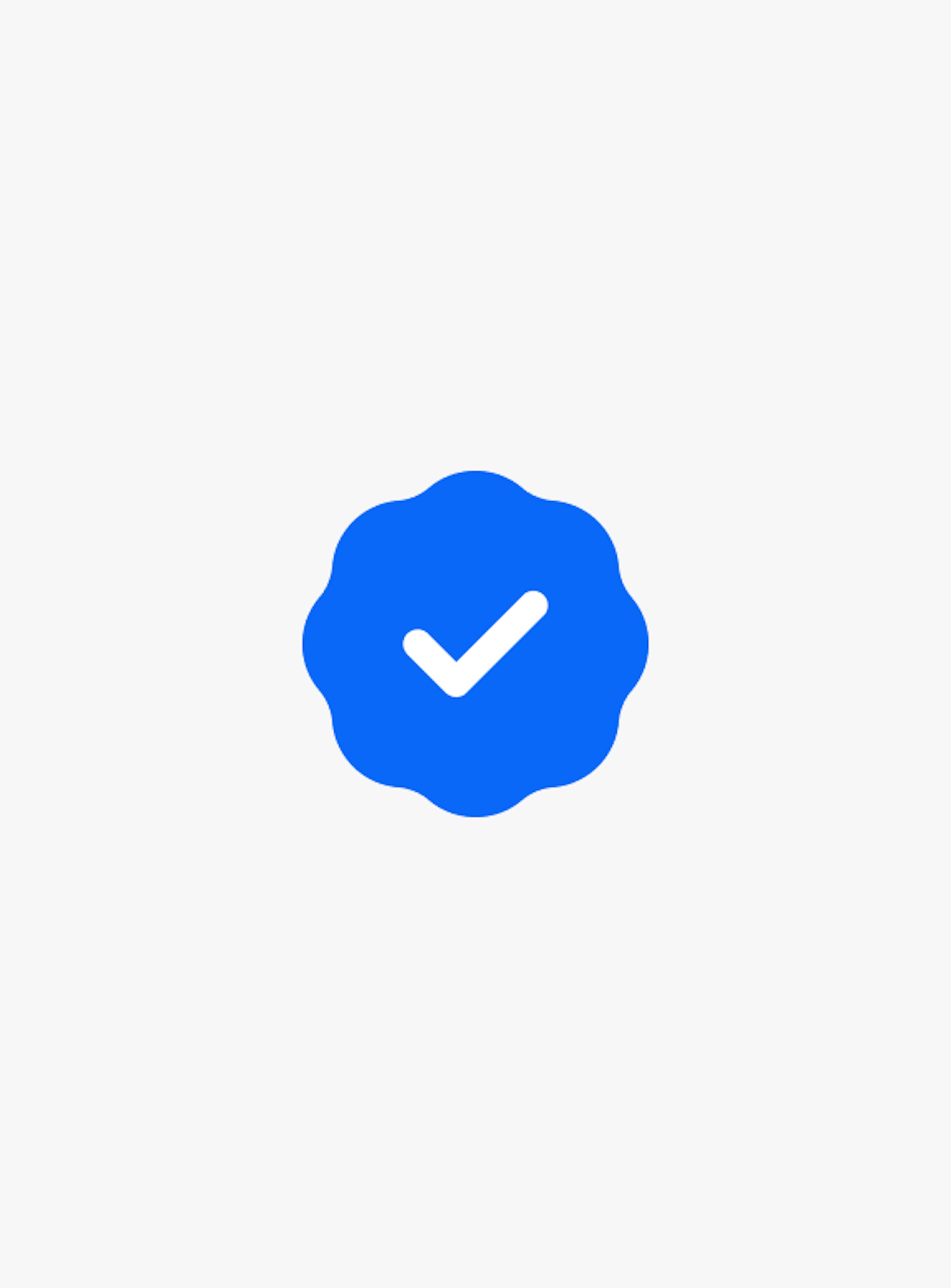 A blue program badge on top of a neutral grey background.