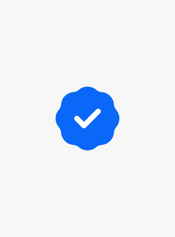 A blue program badge on top of a neutral grey background.